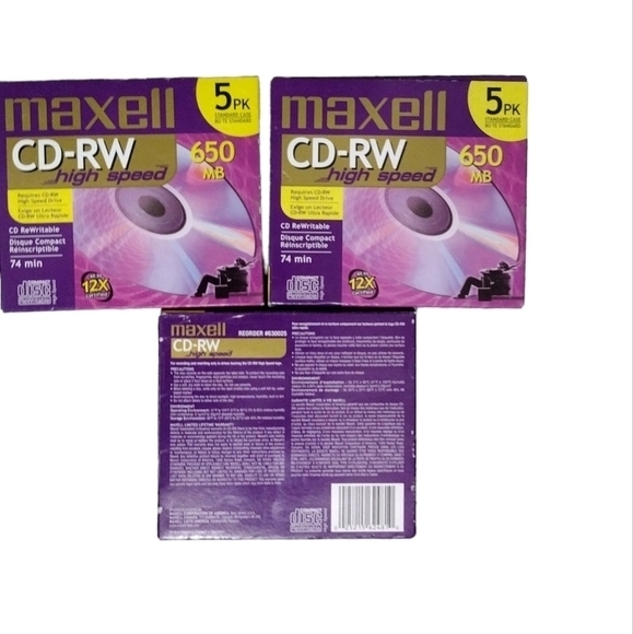 Maxwell Set Of 3, CD-RW High Speed Disc 650 MB 4X To 12X..NEW - Picture 3 of 3